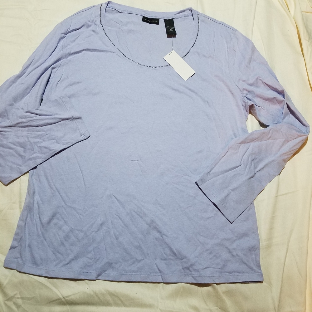 New york & company  xl beaded neck shirt nwt purple